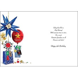 Jonny Javelin Grandson Happy 13th Birthday Card - Age 13 Balloons Presents