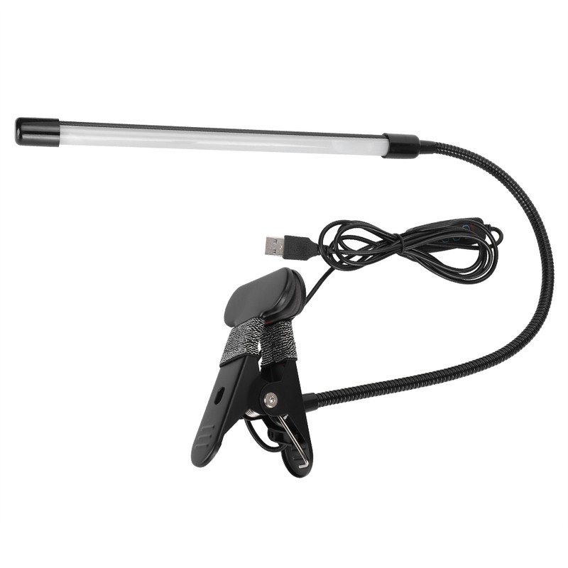LED Adjustable Clip Reading Light Cold Warm Brightness Light Black