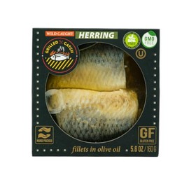 Grilled Catch Canned Herring Fish Fillet in Pure Olive Oil 5.6 oz (Pack of 1) Wild Caught North Atlantic Kosher, Boneless