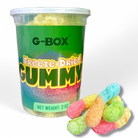 G-BOX Freeze Dried Sour Gummy Worms, TikTok Trend Items, Freeze Dried Candy, Delightful Crunchy Fruity Flavorful Burst, Air-tight Sealed in a Deli Container(Sour Worms)