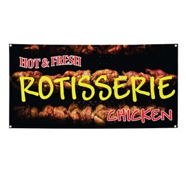 Vinyl Banner Multiple Sizes Hot & Fresh Rotisserie Chicken Restaurant & Food Outdoor Weatherproof Industrial Yard Signs Orange 10 Grommets 60x144Inches