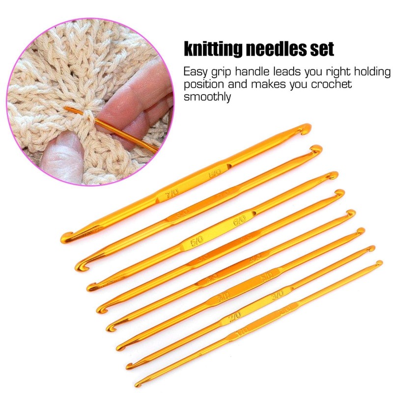 8 Pieces Knitting Needle Crochet Hook Set Aluminum Crochet Hook