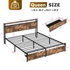 Kiivakii Queen Size Bed Frame, LED Storage Headboard with Charging