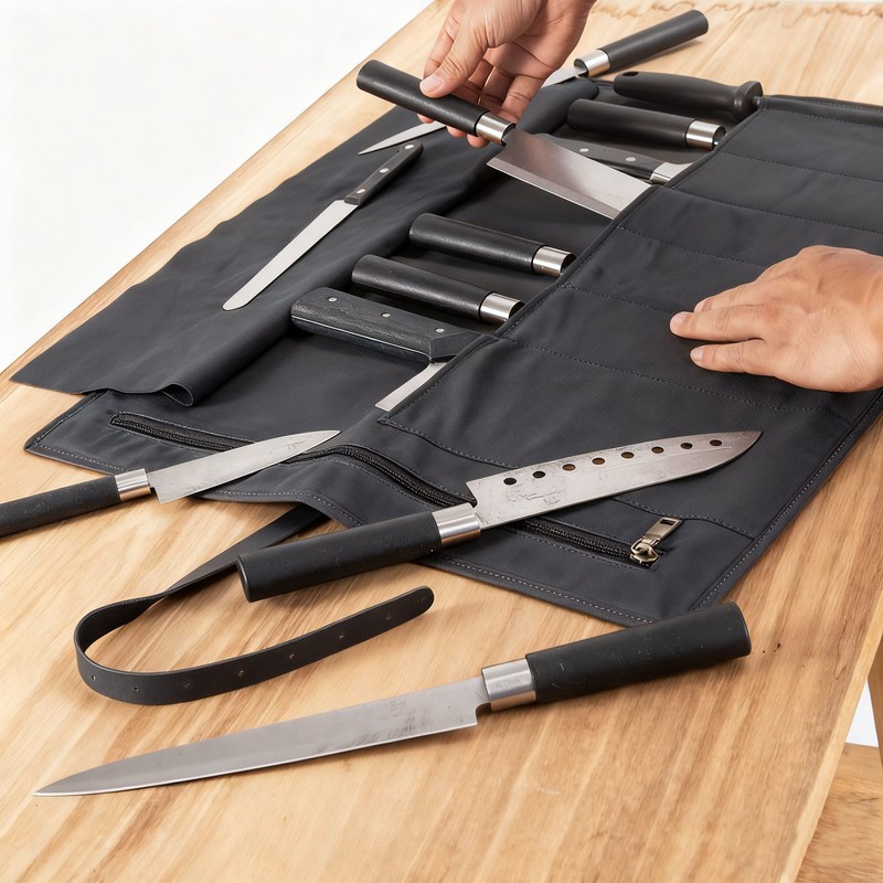 YLZZMDQSZ Leather Chef Knife Roll Bag, Knife Bags for Chefs