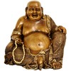 Oriental Furniture 10" Sitting Hotei Happy Buddha Statue, Bronze