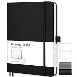 Libreta Pasta Dura,A5 Cuaderno Rayado, Libreta ejecutiva，Cuaderno con Forro de Tapa Dura(14.5 * 21CM),240 Páginas Cuaderno Clásico(Negro)
