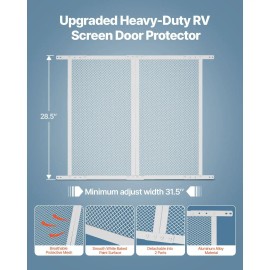 28.5 X 31.5 Inch RV Screen Door Protector Easy Install Aluminum Alloy Grille Breathable Protective Mesh Exterior AccessorySize: Size H28.5xW31.5 inch, Color: White Color