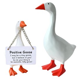 Desk Goose 7 inches Cute Office Decor Statue, Magnetic Goose Key Holder with Positive Vibes– Funny Desk Decor for Home Office, Birthday Gifts for Women Mom Men Friends