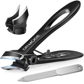 Slanted Toenail Clippers for Thick Toenails for Seniors, Heavy Duty Toe Nail Clippers for Men Thick Ingrown Nails with Wide Jaw Opening, Curved Large Fingernail Clipper Cutter -Black