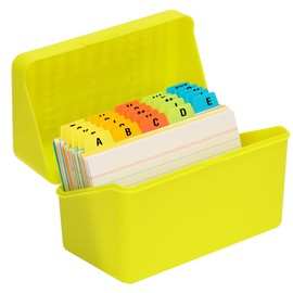H4D 3x5 Index Card Holder with 100 Heavyweight Ruled Index Cards and 25 Plastic Dividers, Lime Green