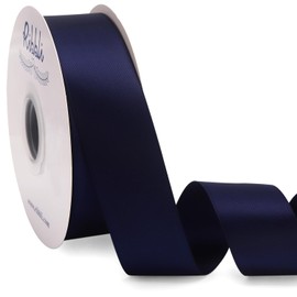 Ribbli Navy Blue Satin Ribbon Double Faced Satin 1-1/2 Inch x Continuous 50 Yards-Navy Ribbon for Gift Wrapping Crafts Wedding Decoration Bows Bouquet Floral Arrangement
