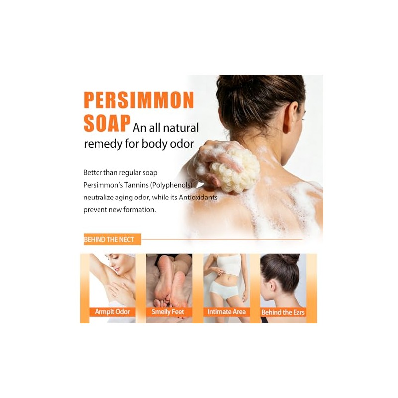 Persimmon Body Wash for Old People Smell, Natural Deodorant Bar