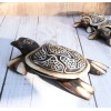 Ebros Gift Balinese Wood Handicrafts Polkadot Shell Turtle Family Ashtray