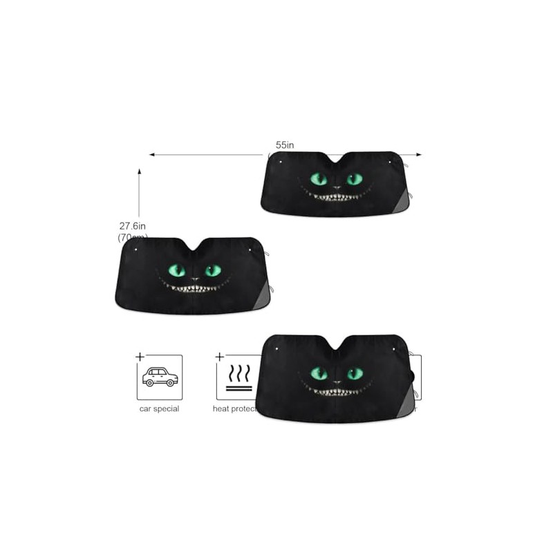Bolaz Parabrisas de coche Negro con patrón, protector solar plegable,