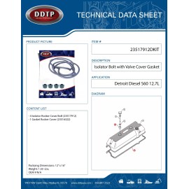 DDTP Isolators Bolt 4 With Valve Cover Gasket (Gray) Detroit Diesel S60 12.7L