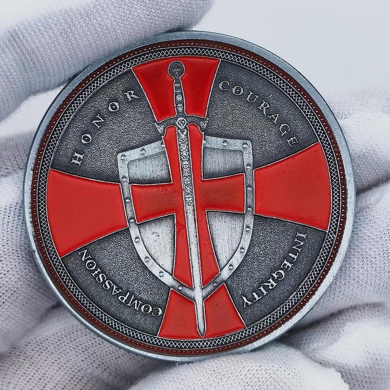 Knights Templar Motivational Challenge Coins Christian Red Cross Religious Collection