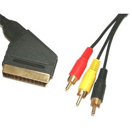 1.5m Scart to Triple RCA Cable - Premium Quality / 24k Gold/Audio/Video/AV/Fully Wired Scart / 21-pin / 3xRCA / 3RCA