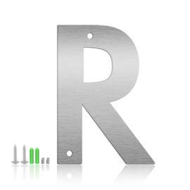 5" Metal Modern House Numbers Address Letters - Stainless Steel House Address Letters and Numbers, Door Numbers Signage Street Address Plaque for Apartment Garden Door Mailbox Decor (R）