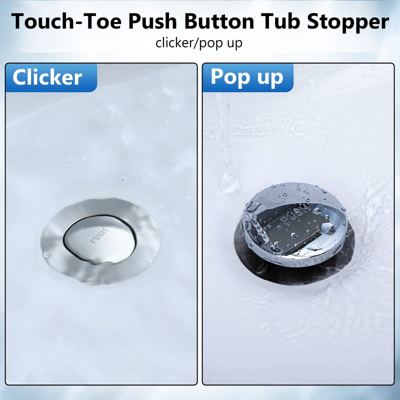 Dreyoo Tip Toe Bath Drain Stopper and Cover Tub Stopper