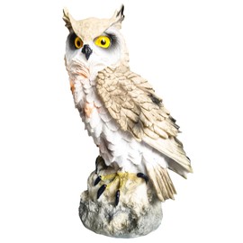 Owl Statues Garden Decoration Garden Ornament Garden Statues Resin Accessories Craft Gardening Gifts White Owl Figure Crafts Bird Proof Patio Yard Balcony Home Animals Indoor Outdoor Lawn Sculpture