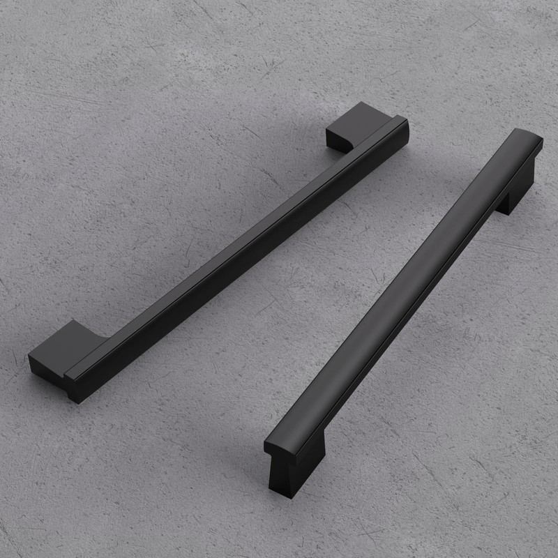 ROMATEE 10 Pack 7 Inch(177mm) Cabinet Pull Matte Black Kitchen