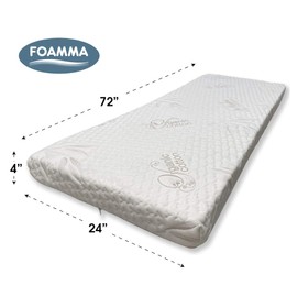 Foamma 4” x 24” x 72” Truck, Camper, RV Travel Visco Gel Memory Foam Bunk Mattress, Organic Cotton Cover, Made in USA, Comfortable, Travel Trailer, CertiPUR-US Certified