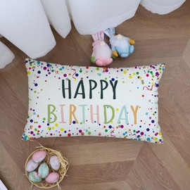 Ogiselestyle Happy Birthday Throw Pillow Cover, 12 x 20 Inch Birthday Gift Celebration Holiday Cushion Case Decoration for Sofa Couch