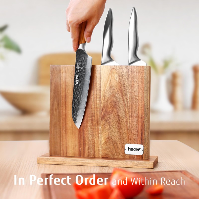 hecef Magnetic Knife Block Holder Rack Magnetic Stands with Strong