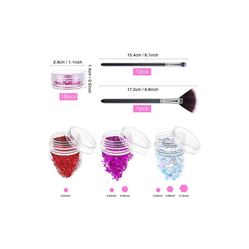 MELLIEX 18Pcs Nail Glitter Powder, Nail Art Sequins Holographic Glitters,