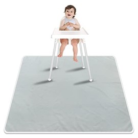 Paw Legend Washable Highchair Splat Floor Mat- Anti-Slip Silicone Spot Splash Mess Mat(53'' X 53'')-Food Catcher Art Craft Leak Proof Mat,Grey