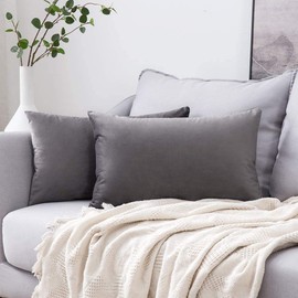 MIULEE Velvet Cushion Covers, Set of 2, Decorative Covers for Couch/Sofa/Throw Cushions, for Bedroom, Office, 40 x 60 cm, Dark Grey