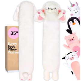 Cuddle Paws Bunny Big Plush Body Pillow Plush 35 inches, Easter Bunny Pillow, Cute Giant Rabbit, Gift for Girlfriend, Soft Big Plushies Kawaii Stuff Gift for Kids and Adults