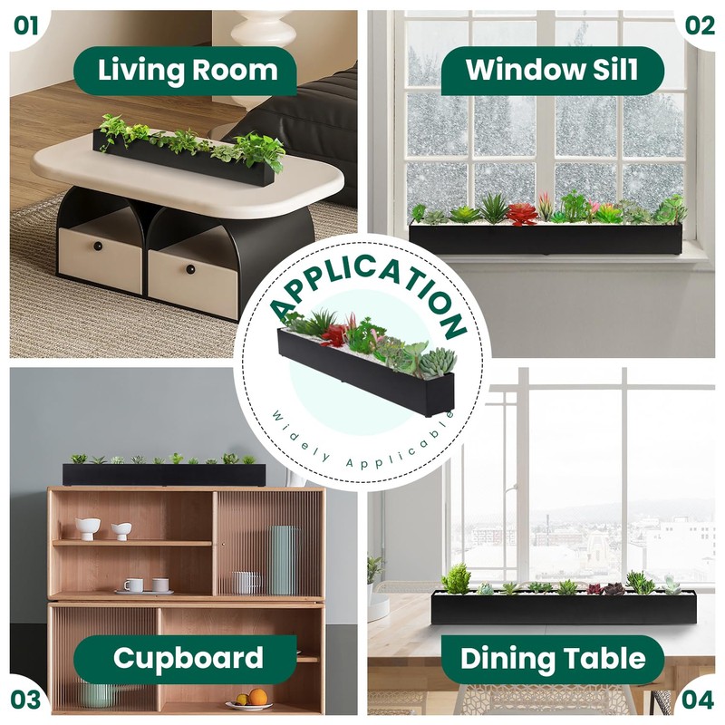 GZGNEEVL Trough Rectangle Planter Window Sill Planter Box Long Window