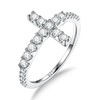 DAYBYDAY Moissanite Cross Rings for Women 925 Sterling Silver Simulatd