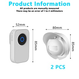 Doorbell with Motion Sensor, Passage Alarm with 38 Ringtones, Motion Sensor Doorbell Alarm, Driveway Alarm, Access Detector Motion Bell for Business Store, Home, Pet, White