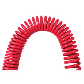 YOTOO Polyurethane Recoil Air Hose 1/4" Inner Diameter by 10' Long with Bend Restrictor, 1/4" Industrial Quick Coupler and Plug, Red