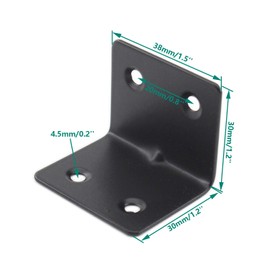 Heavy Duty Stainless Steel Corner Bracket,ULIFESTAR L Shaped Shelf Bracket 90 Degree Corner Brace Large Joint Right Angle L Bracket for Furniture Wood Cabinets Shelves 8 Pack Black(38x30x30mm)