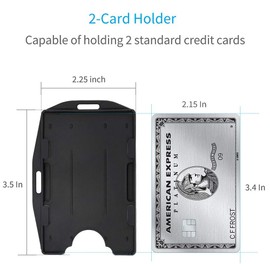Pawfly 2 Card ID Badge Holder 2 Sided Black Rigid Hard Plastic Credit Card Protector - 2 Pack