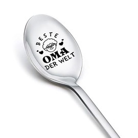 Mother's Day Birthday Gifts for Grandma Best Grandma Spoon for Women Nana Grandmother Gift from Grandaughter Grandson Engraved Coffee Spoons for Granny Grandma Ice Cream Lovers Gifts