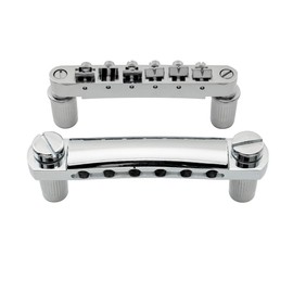ROZILO Chrome Guitar Tune-O-Matic Bridge and Stop Bar Tailpiece Combo with Anchors and Studs Replacement for Epiphone Les Paul LP SG Style 6 String Electric Guitar