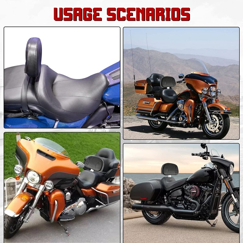 INNOGLOW Motorcycle Adjustable Driver and Rider Backrest with Chrome Mounting