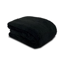 John Aird Teddy Fleece Cozy Bed Sofa Throw Blanket (Black, Single (125 x 150cm)