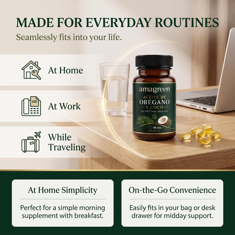 AiVitality Amagreen Aceite Oregano y Coco - 60 Softgels, Oregano