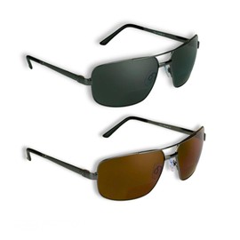 proSPORT Square Aviator Polarized Bifoacal Gunmetal Frame Grey & Brown Lens +3.00 Sunglasses with Hard Case for Men. Nearly Invisible Line Readers
