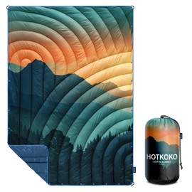 Hotkoko Mini Camping Blanket,Lightweight Down Alternative Puffy Printed Camping Blanket Packable Outdoor Blanket for Camping,Traveling, Stadium, Hiking, Picnics