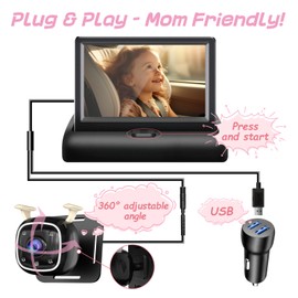 RVGoNow Baby Car Camera with 4.3'' Monitor, USB Powered Rear Facing Seat Camera, HD 1080P Night Vision, 150° Wide Angle, Easy Installation, Safe & Portable Baby Monitor