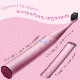 Burst Curve Sonic Electric Toothbrush for Adults (Blush Pink) | Slim Travel Brush with Cover | Ultra Soft Bristles | Up to 2 Month Rechargeable Battery | Two Modes & Timer