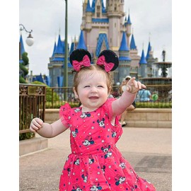 Ayesha Mouse Ears Hair Clips Mouse Ears for Toddler Girls Pink Mouse Bows Barrettes Hair Accessories for Baby Girls Toddler Kids Costume Party 4PCS