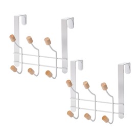 BEEK Door Hook for Hanging Coat Hooks Door Coat Hooks for Door Wardrobe Hooks Kitchen Bathroom Hallway Bedroom Coat Hooks Door Wardrobe with 6 Hooks 2 Set No Drilling