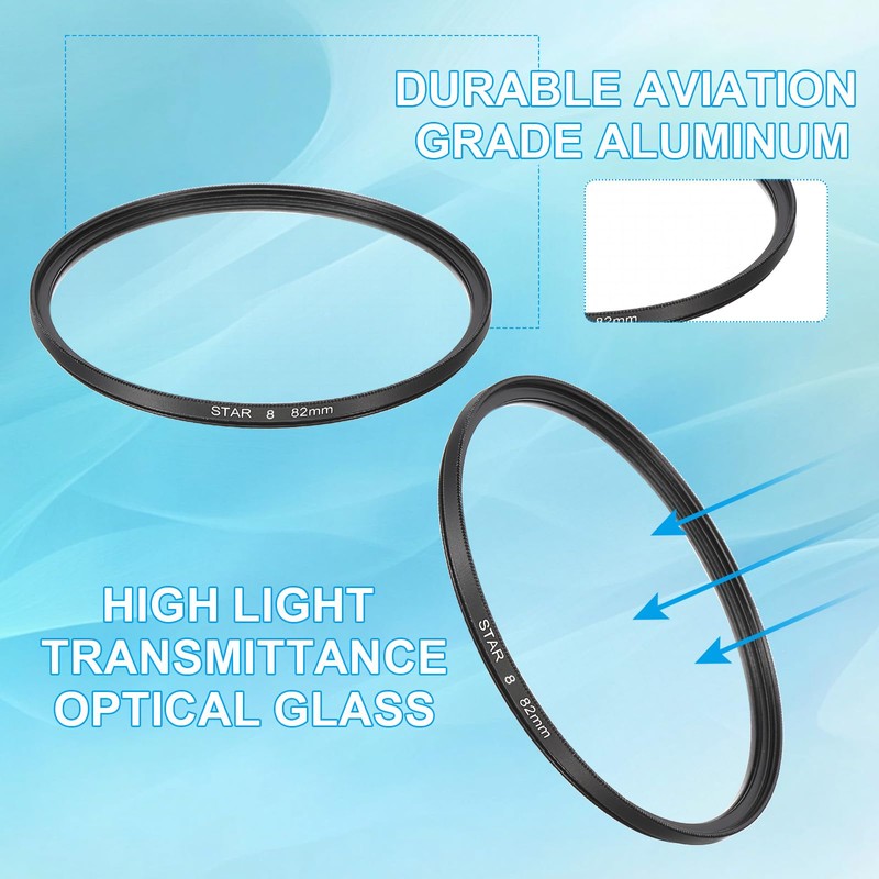 MECCANIXITY 55mm Star Lens Filter, Starburst Lens Filter 8 Points